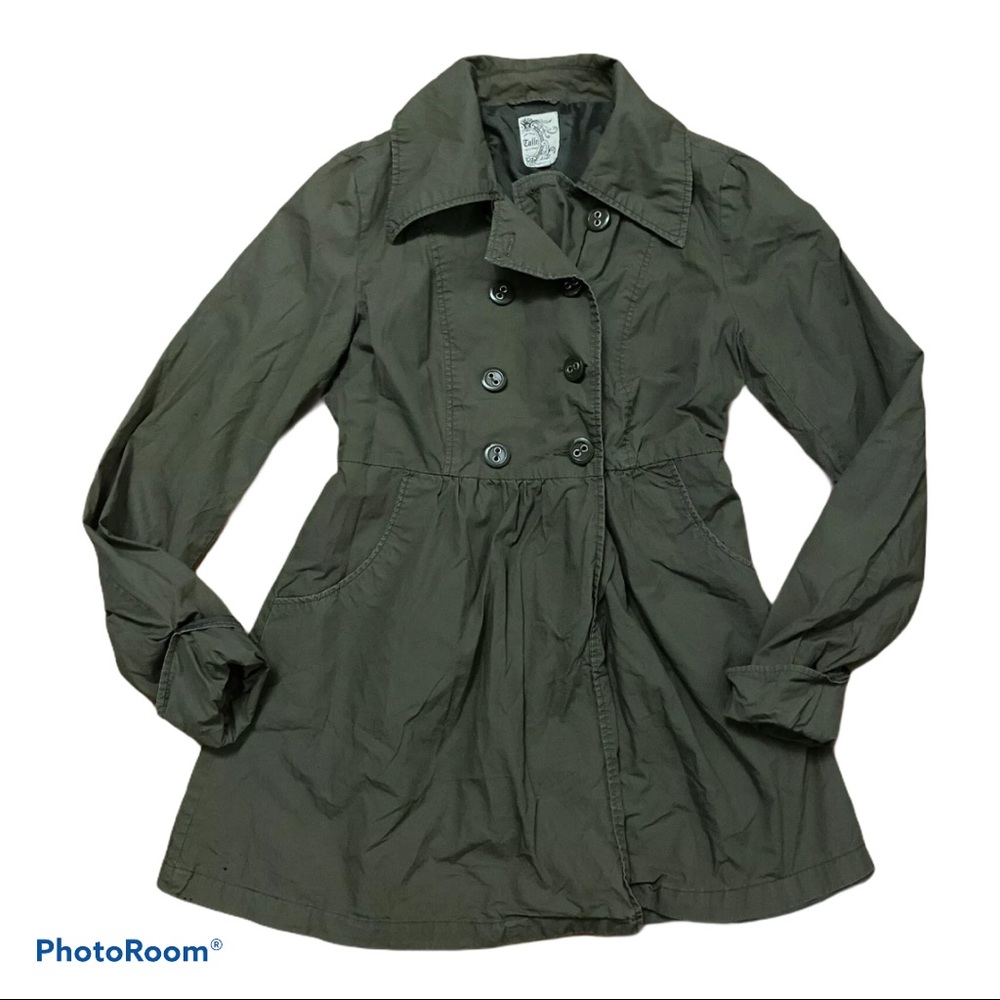 Tulle Anthropologie Olive Trench Coat Jacket
